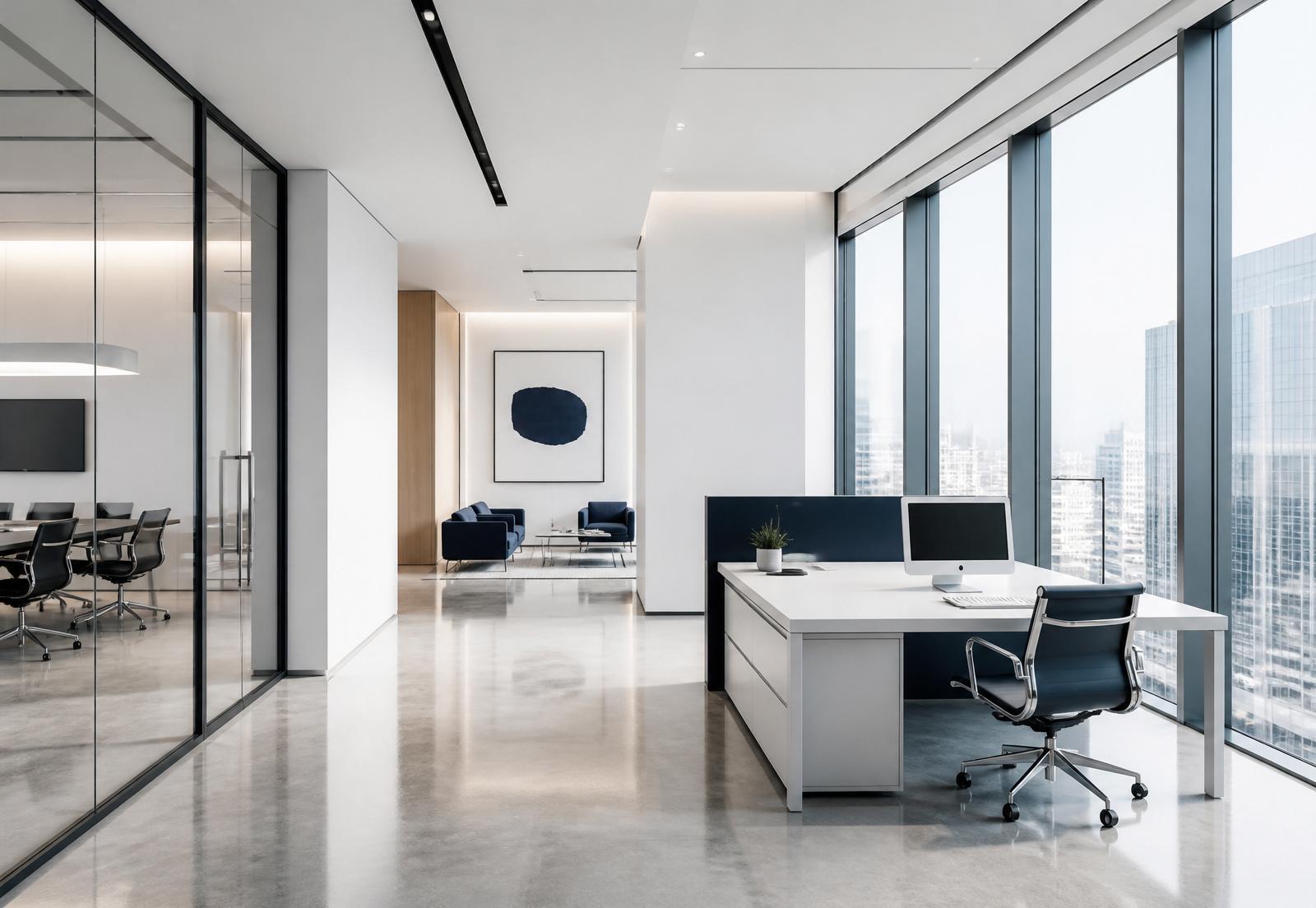 Immaculate modern corporate office interior